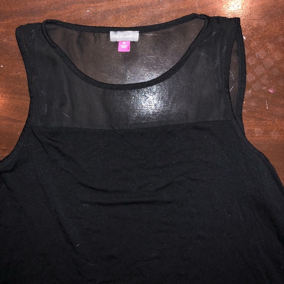 Black tank top with mesh top and bottom - Picture 2 of 5